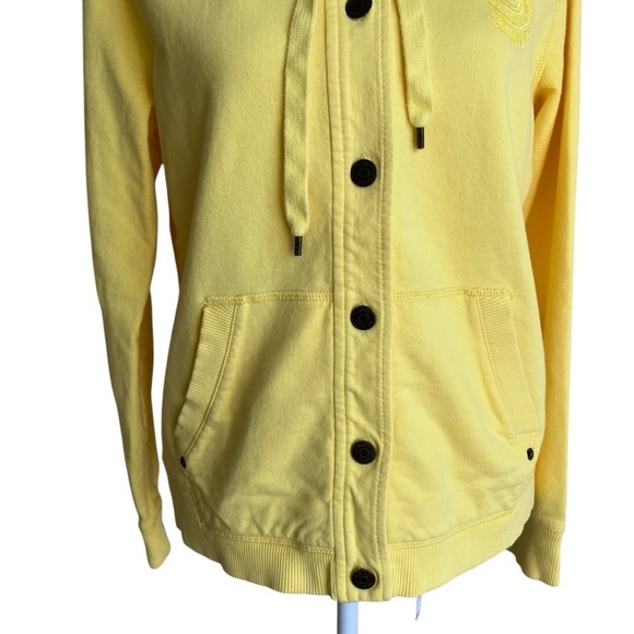 Lauren Ralph Lauren Yellow Cotton Button Front Hooded Jacket Y2K Sweatshirt M - Picture 4 of 16